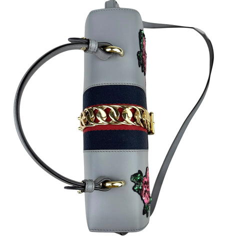 Gucci floral embroidered leather sequin sylvie shoulder bag