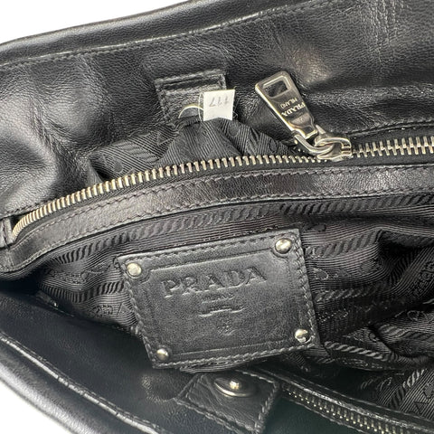 Prada Black Tessuto Nappa Waves Tote Bag