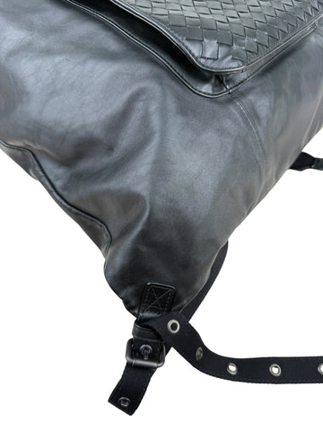 Bottega Veneta Intrecciato Leather Backpack Unisex - Black