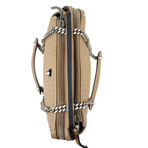 Fendi Beige gesteppte Dotcom-Schultertasche Braun