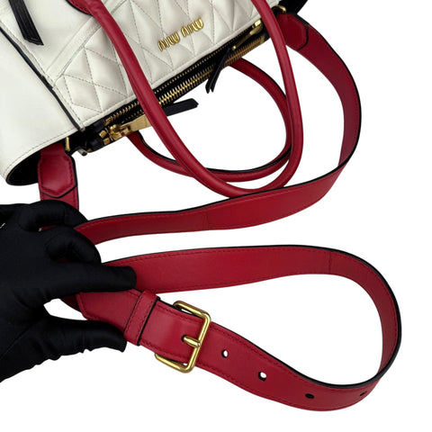 Miu Miu Biker Materasse Hand Bag Shoulder Bag Crossbody 2 way bag White/Red