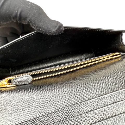 Prada Mini Bag Wallet on Chain Wristlet in Saffiano Noir
