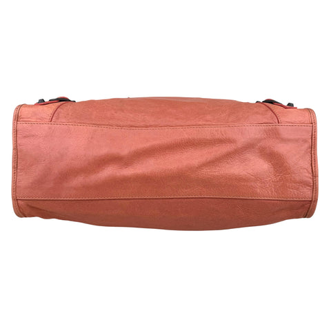 Balenciaga Motocross The First Bag Agneau Leather Studs Hardware City Tote Pink