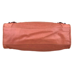 Pre-owned balenciaga-motocross-the-first-pink-agneau-leather-studded-city-tote-front