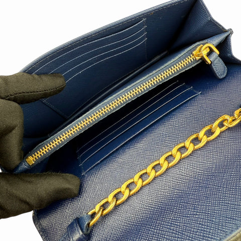 Prada Blue Saffiano Metal Shoulder Bag