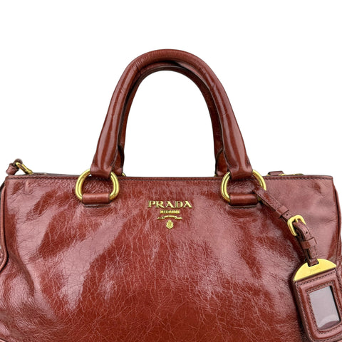 Prada Vitello Shine Tote Bag Palissandro
