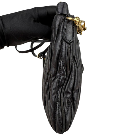 Miu Miu Black Matelasse Leather Crossbody Bag