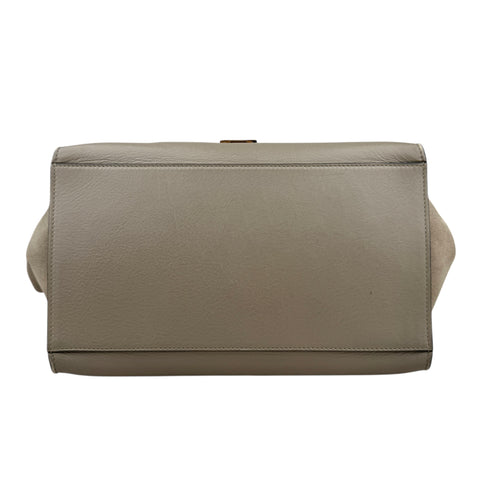 Celine Trapeze large model handbag in beige leather and beige suede