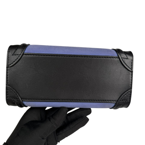 Celine Luggage Nano Shopper Handbag Black Blue Beige