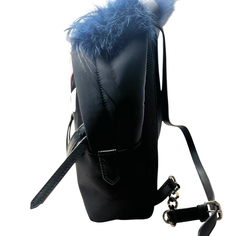 Fendi Black Nylon and Leather Monster Eyes Mini Backpack Bag