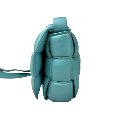 Bottega Veneta Turquoise Padded Leather Cassette Crossbody Bag Blue
