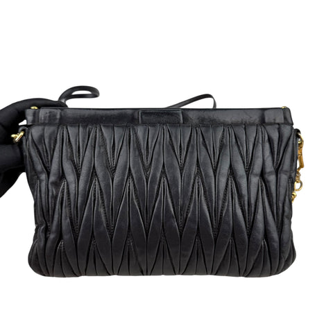 Miu Miu Black Matelasse Leather Crossbody Bag