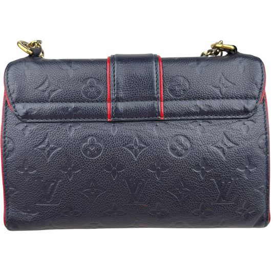 Louis Vuitton Monogram Empreinte Saint-Sulpice Chain Shoulder Bag Red Black