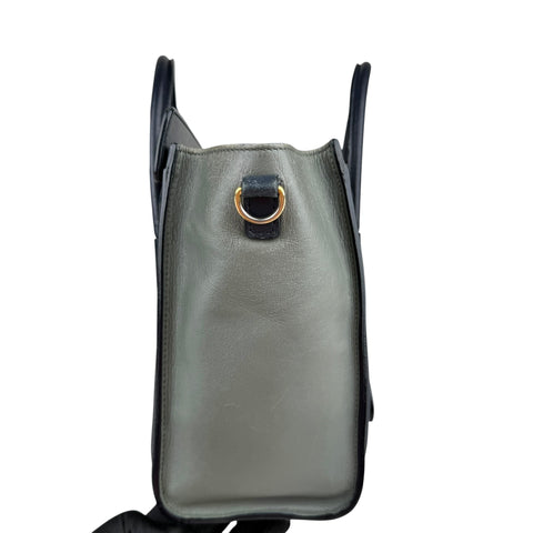 Celine Luggage medium model handbag in blue, dark blue and grey tricolor leather