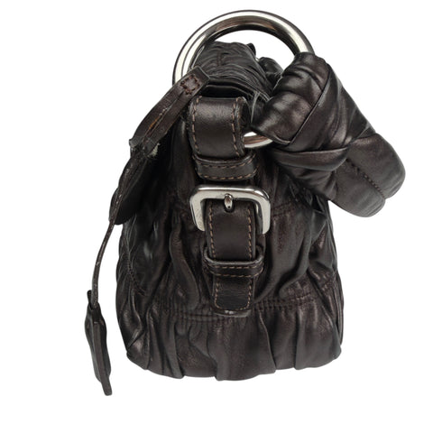 Prada Black Gaufre Leather Shoulder Bag