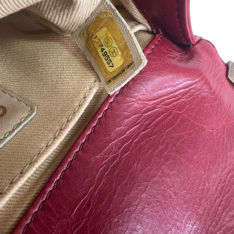 Chanel Red Leather Quilted Medium Boy Bag Flap w/ Gold Chain