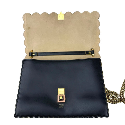 Fendi Dotcom Leather Shoulder Bag Black