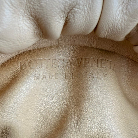 Bottega Veneta Chain Pouch Grained Clutch Almond Leather