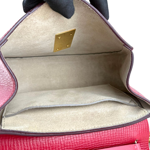 Chloe Red Grained Leather Drew Bag