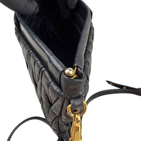 Miu Miu Black Matelasse Leather Crossbody Bag
