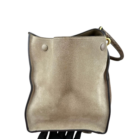 Celine Trapeze large model handbag in beige leather and beige suede