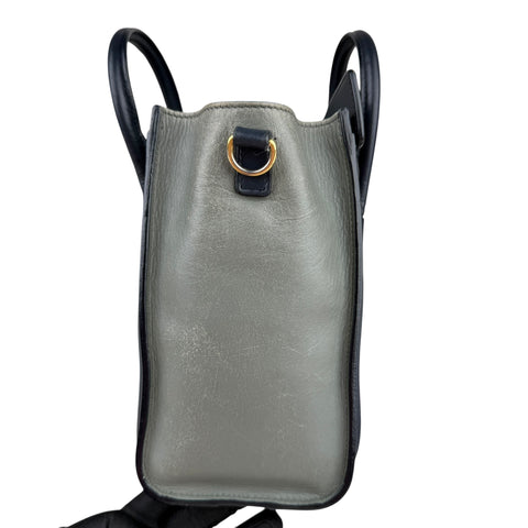 Celine Luggage medium model handbag in blue, dark blue and grey tricolor leather