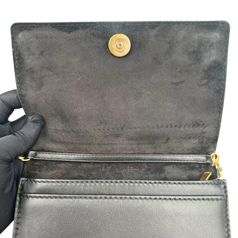 Dior Black Smooth Calfskin Leather J'ADIOR Wallet on Chain Clutch Bag