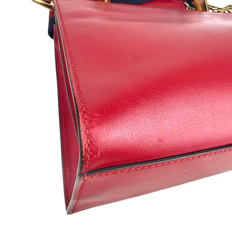 Gucci Red Smooth Calfskin Leather Nymphaea Medium Top Handle Bag