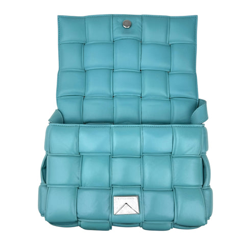Bottega Veneta Turquoise Padded Leather Cassette Crossbody Bag Blue