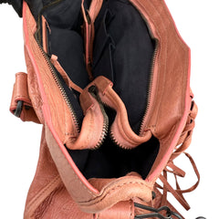 Pre-owned balenciaga-motocross-the-first-pink-agneau-leather-studded-city-tote-front