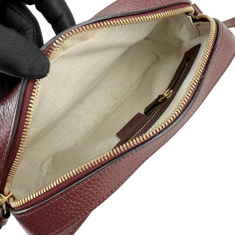 Gucci Horsebit 1955 Burgundy GG Canvas Flap Pocket Camera Crossbody