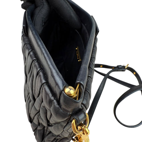 Miu Miu Black Matelasse Leather Crossbody Bag
