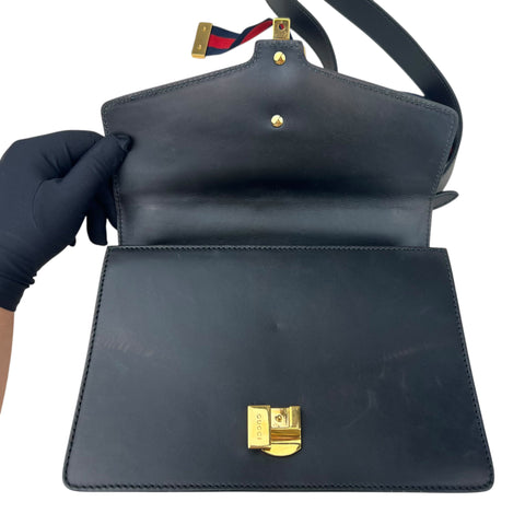 Gucci Sylvie Black Leather Bag Women Handbag