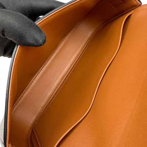 Celine Claude Triomphe Canvas and Calfskin Tan Shoulder Bag