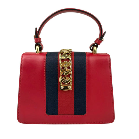 Gucci Sylvie Chain  Mini  Red Leather