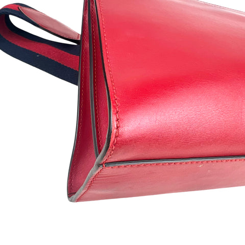 Gucci Red Smooth Calfskin Leather Nymphaea Medium Top Handle Bag