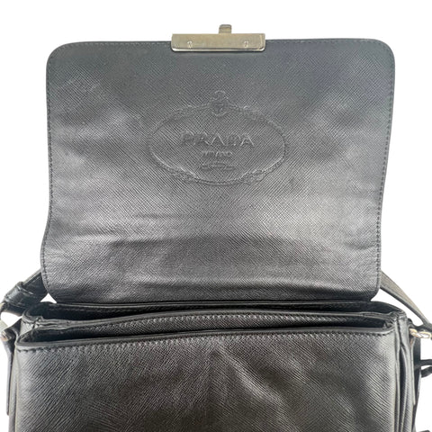 Prada Saffiano Righe Sound Lock crossbody bag