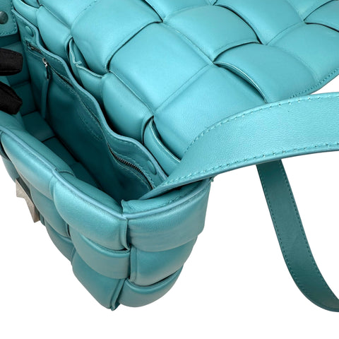 Bottega Veneta Turquoise Padded Leather Cassette Crossbody Bag Blue