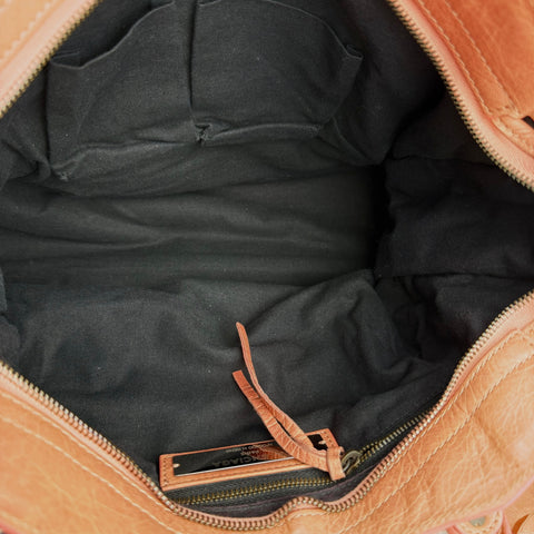 Balenciaga Motocross The First Bag Agneau Leather Studs Hardware City Tote Pink