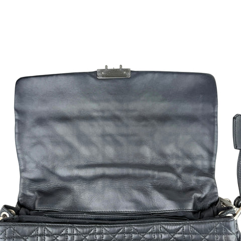 Dior Black Cannage Quilted Lambskin Large New Lock Flap Shoulder Bag