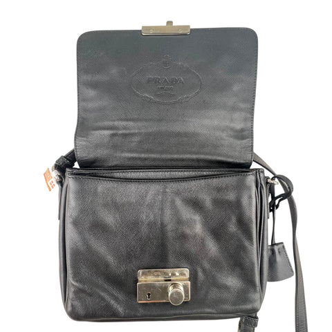 Prada Saffiano Righe Sound Lock crossbody bag