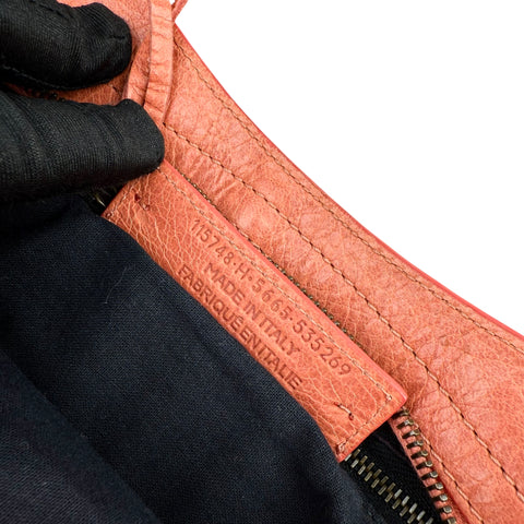 Balenciaga Motocross The First Bag Agneau Leather Studs Hardware City Tote Pink