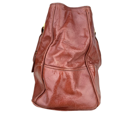 Prada Vitello Shine Tote Bag Palissandro