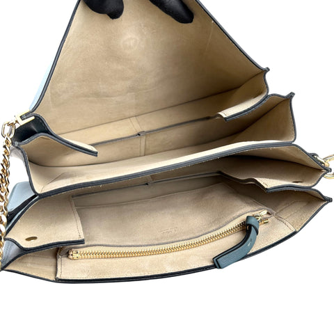 Chloe Blue Leather Suede Faye Medium Shoulder Bag