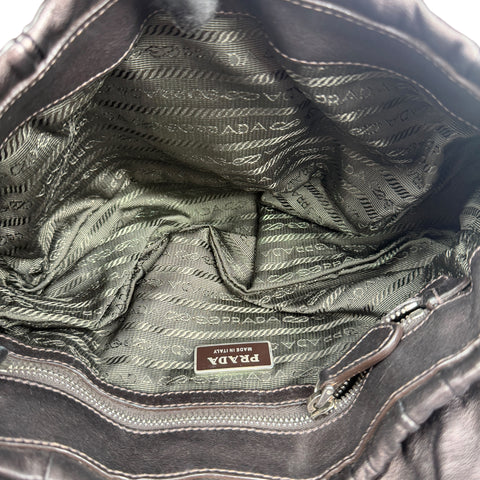 Prada Black Gaufre Leather Shoulder Bag