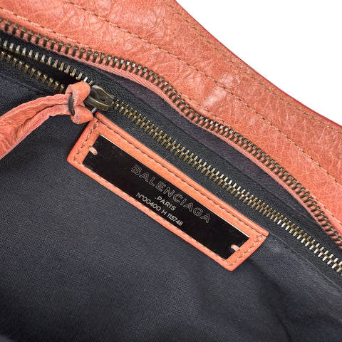 Balenciaga Motocross The First Bag Agneau Leather Studs Hardware City Tote Pink