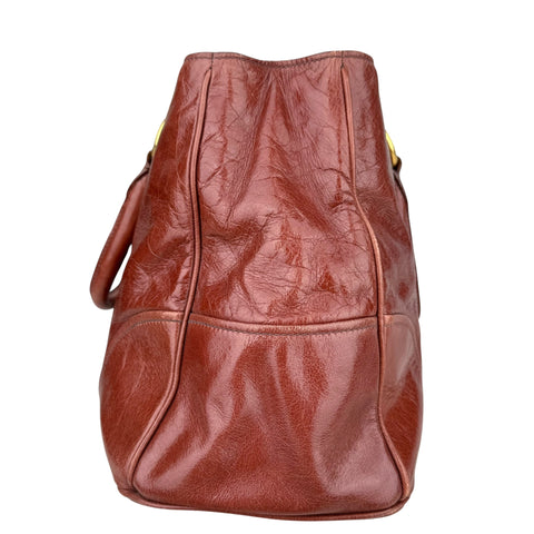 Prada Vitello Shine Tote Bag Palissandro