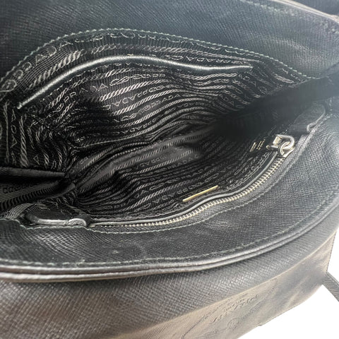 Prada Saffiano Righe Sound Lock crossbody bag