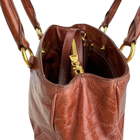 Prada Vitello Shine Tote Bag Palissandro