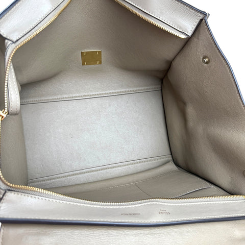 Celine Trapeze large model handbag in beige leather and beige suede